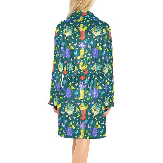 Gardening Pattern Print Design G08 Women's Fleece Robe