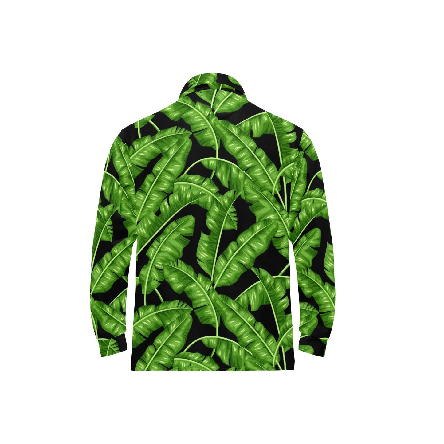 Banana Leaf Pattern Print Design BL01 Long Sleeve Polo Shirt For Men's