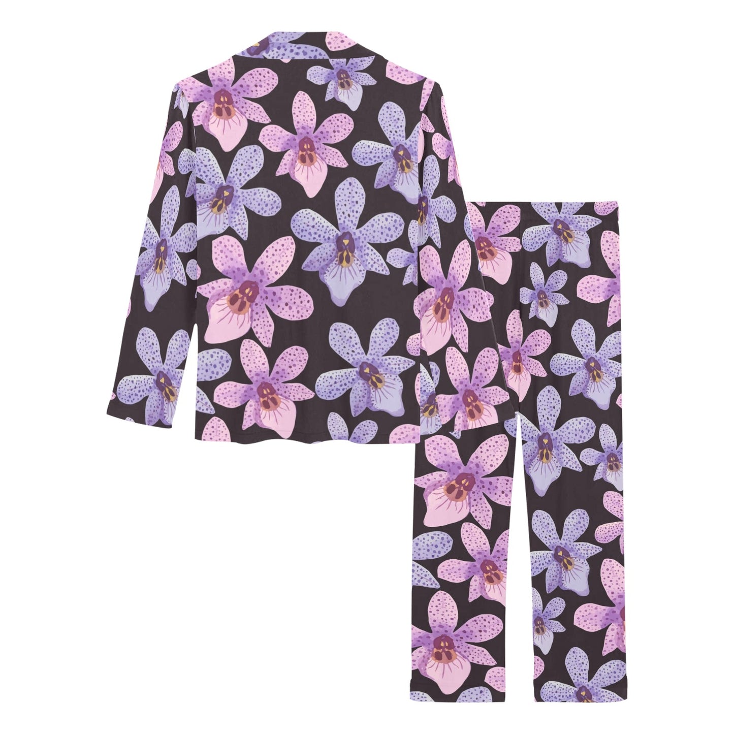 Orchid Pattern Print Design OR08 Women's Long Pajama Set