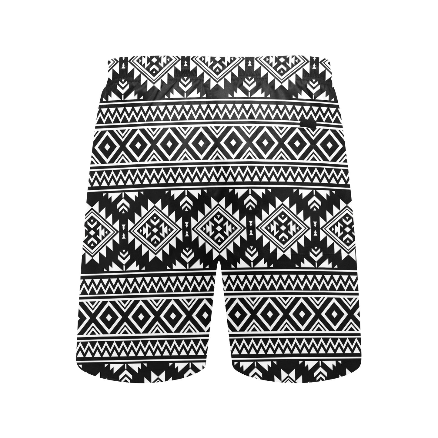 Aztec Black White Print Pattern Men's Swim Trunks Beach Shorts