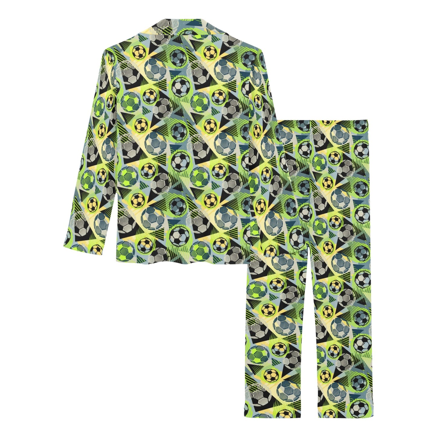 Soccer Ball Themed Print Pattern Women's Long Pajama Set