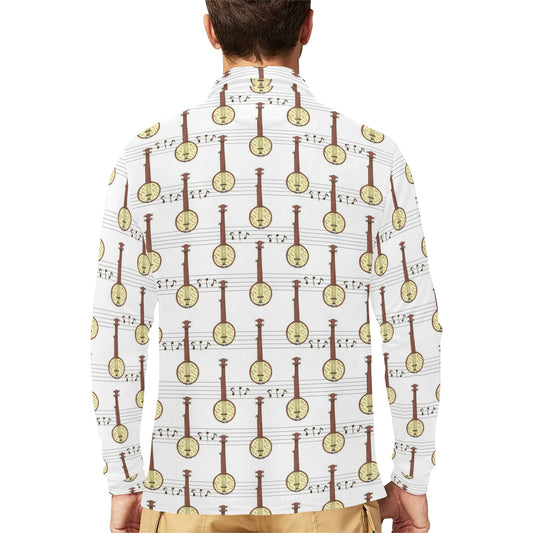 Banjo Print Design LKS402 Long Sleeve Polo Shirt For Men's