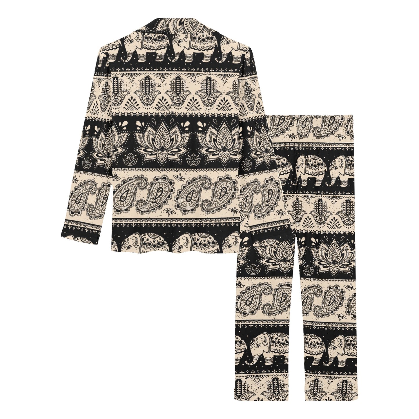 Elephant Hansa Lotus Pattern Women's Long Pajama Set
