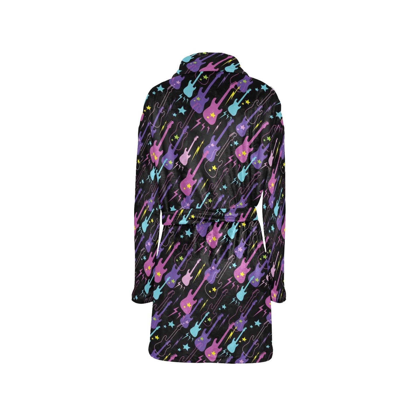 Electric Guitar Pattern Print Design 02 Women's Fleece Robe