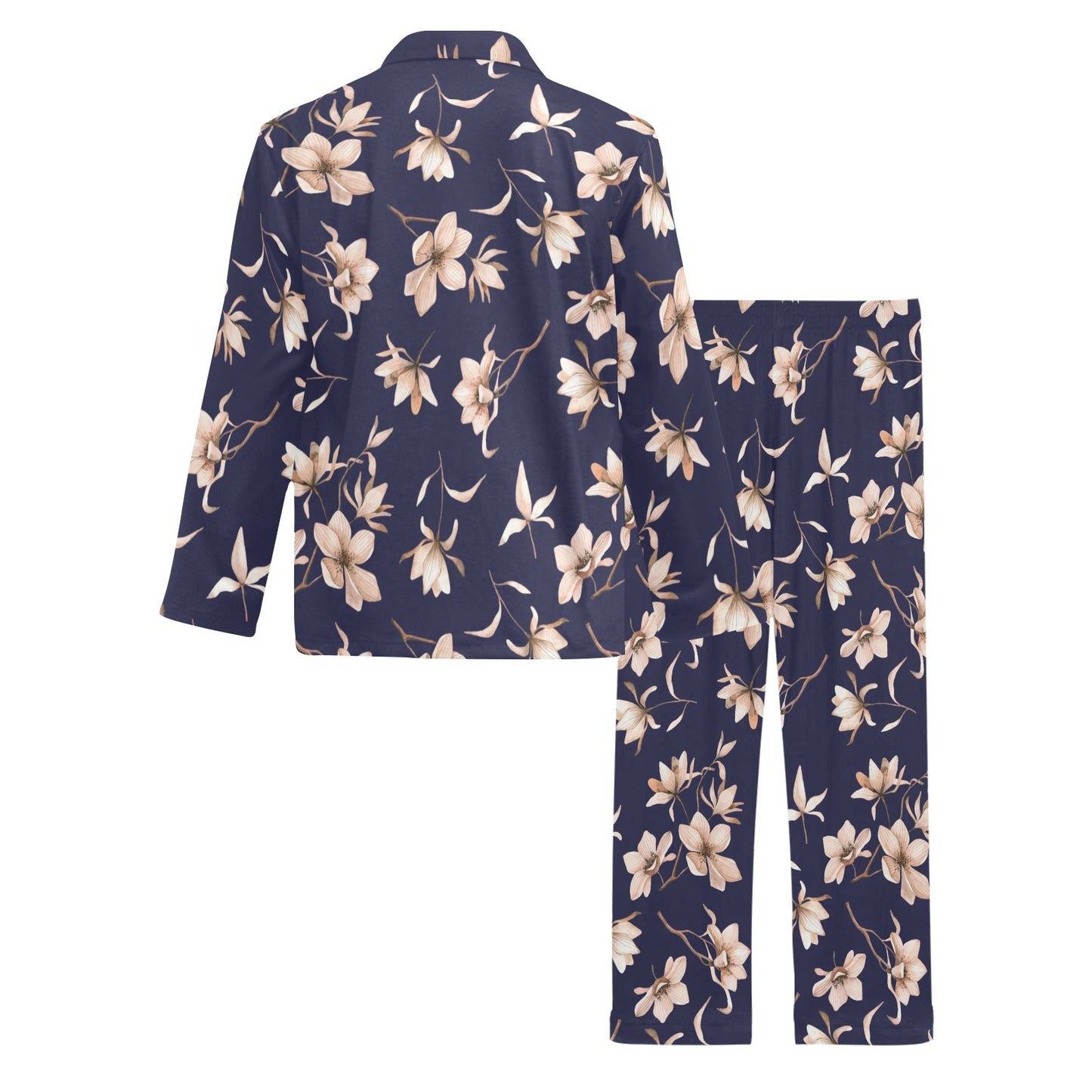 Beautiful Floral Pattern Men's Long Pajama Set