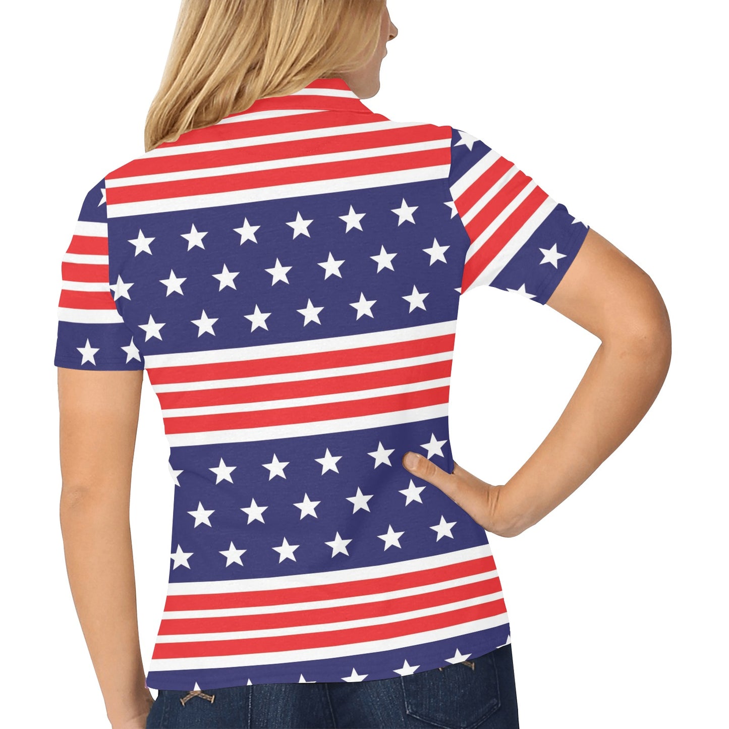 Patriotic Pattern Print Design A04 Women's Polo Shirt