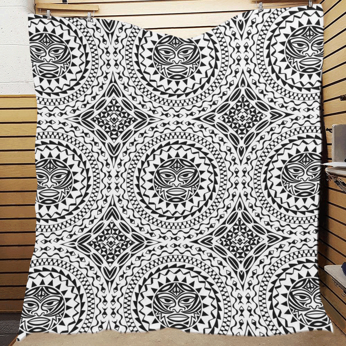 Polynesian Tribal Mask Premium Quilt