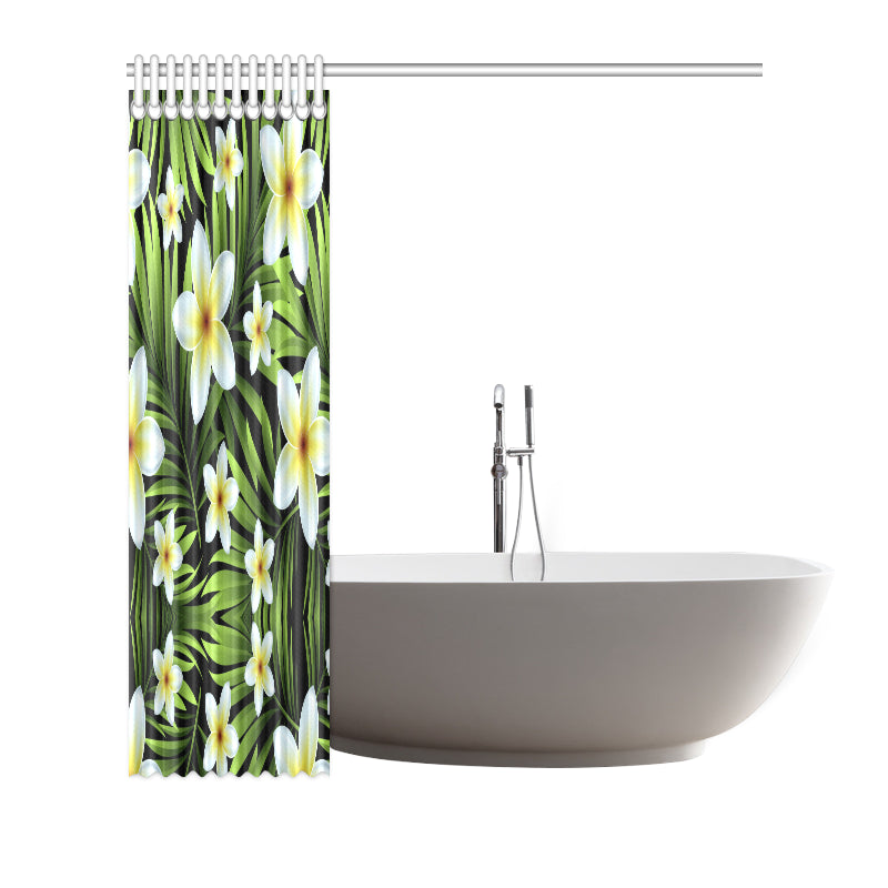 White Plumeria Pattern Print Design PM06 Shower Curtain