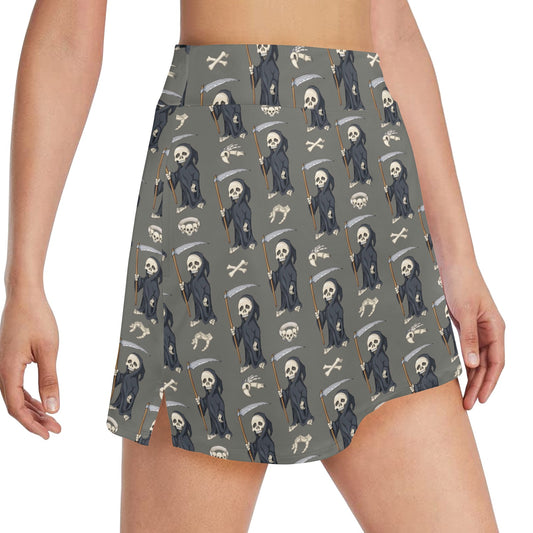 Skeleton Print Design LKS308 17" Golf & Pickleball Skort with Pockets