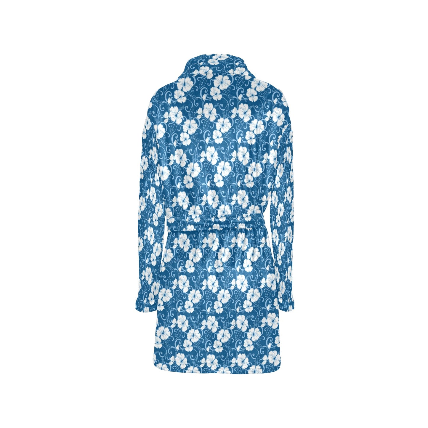 Hibiscus Blue Flower Hawaiian Print Women's Fleece Robe