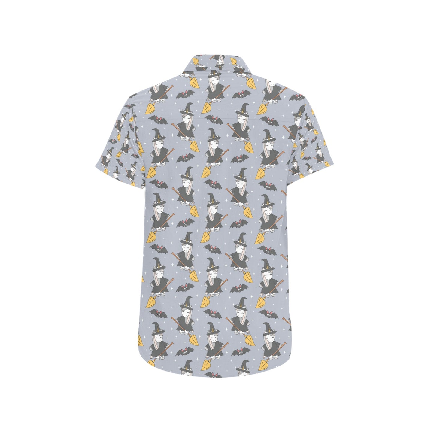 Witch Print Design LKS307 Men Short Sleeve Button Up Shirt
