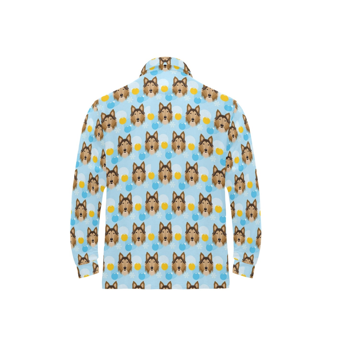 Collies Pattern Print Design 02 Long Sleeve Polo Shirt For Men's