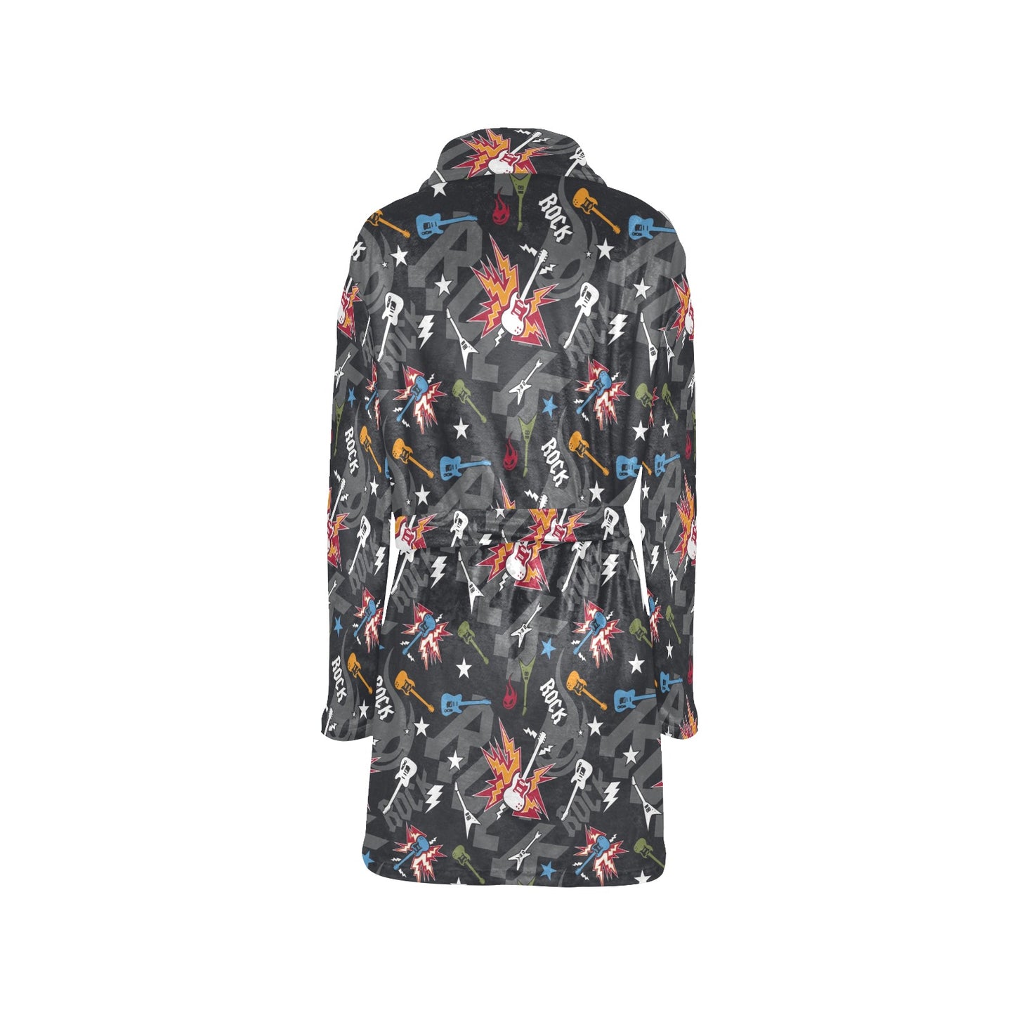Rock and Roll Pattern Print Design A01 Women's Fleece Robe