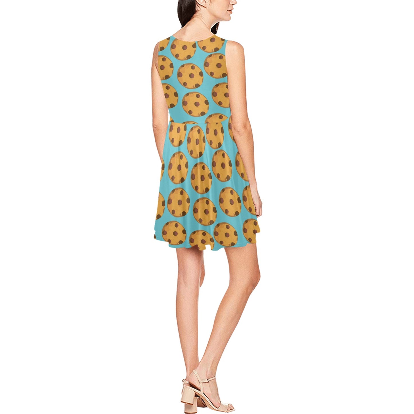 Cookie Pattern Print Design 01 Sleeveless Dress