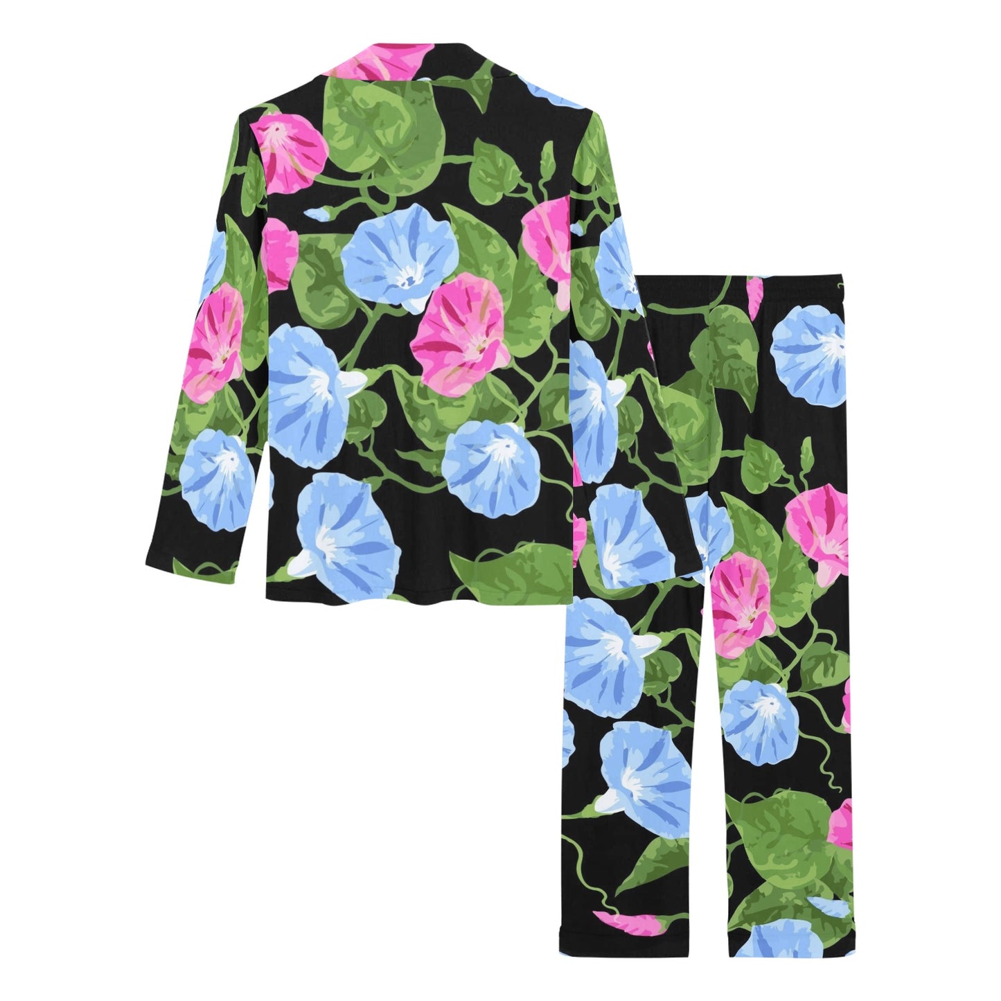Morning Glory Pattern Print Design MG04 Women's Long Pajama Set