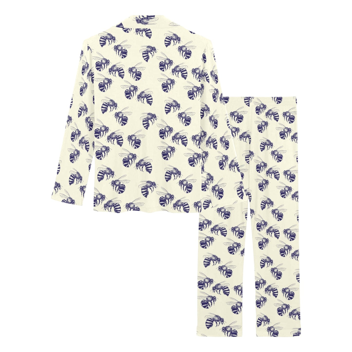 Bee Pattern Print Design 02 Women's Long Pajama Set