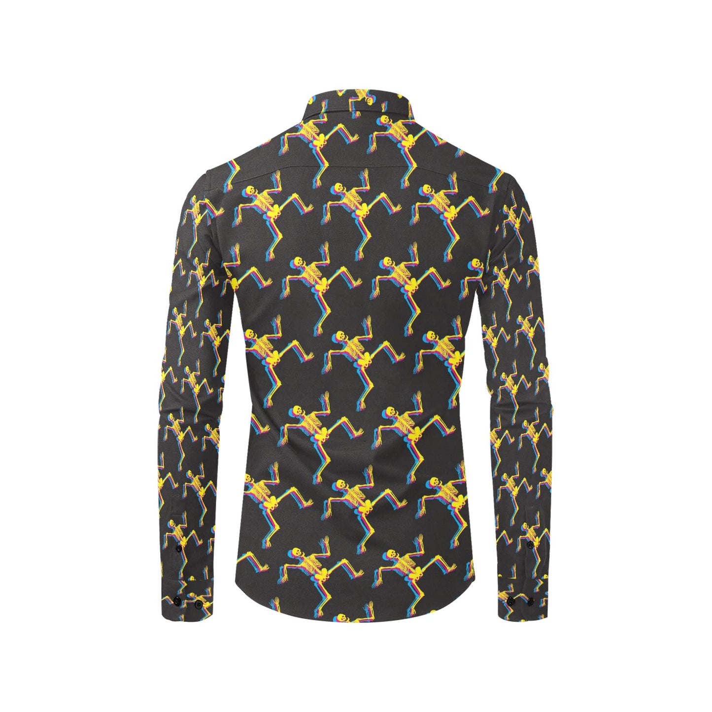 Skeleton Skeleton 3D Print Design LKS301 Men's Long Sleeve Dress Shirt