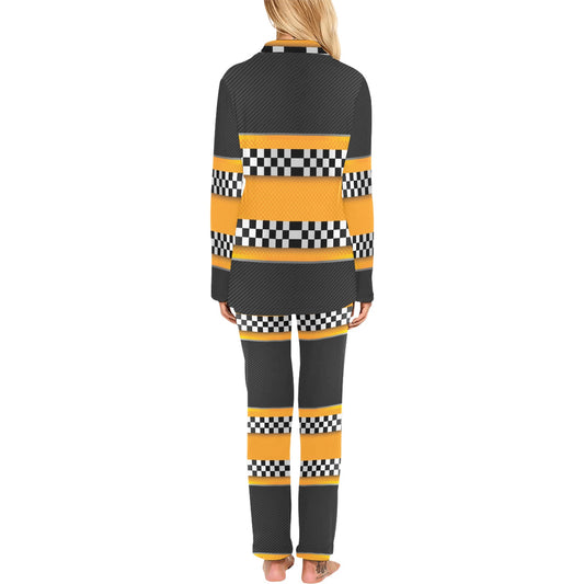 Checkered Pattern Print Design 01 Women's Long Pajama Set