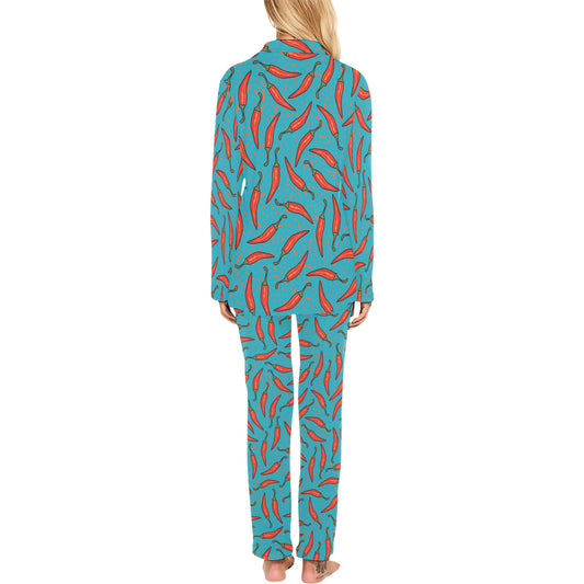 Chilli Pepper Pattern Print Design 05 Women's Long Pajama Set