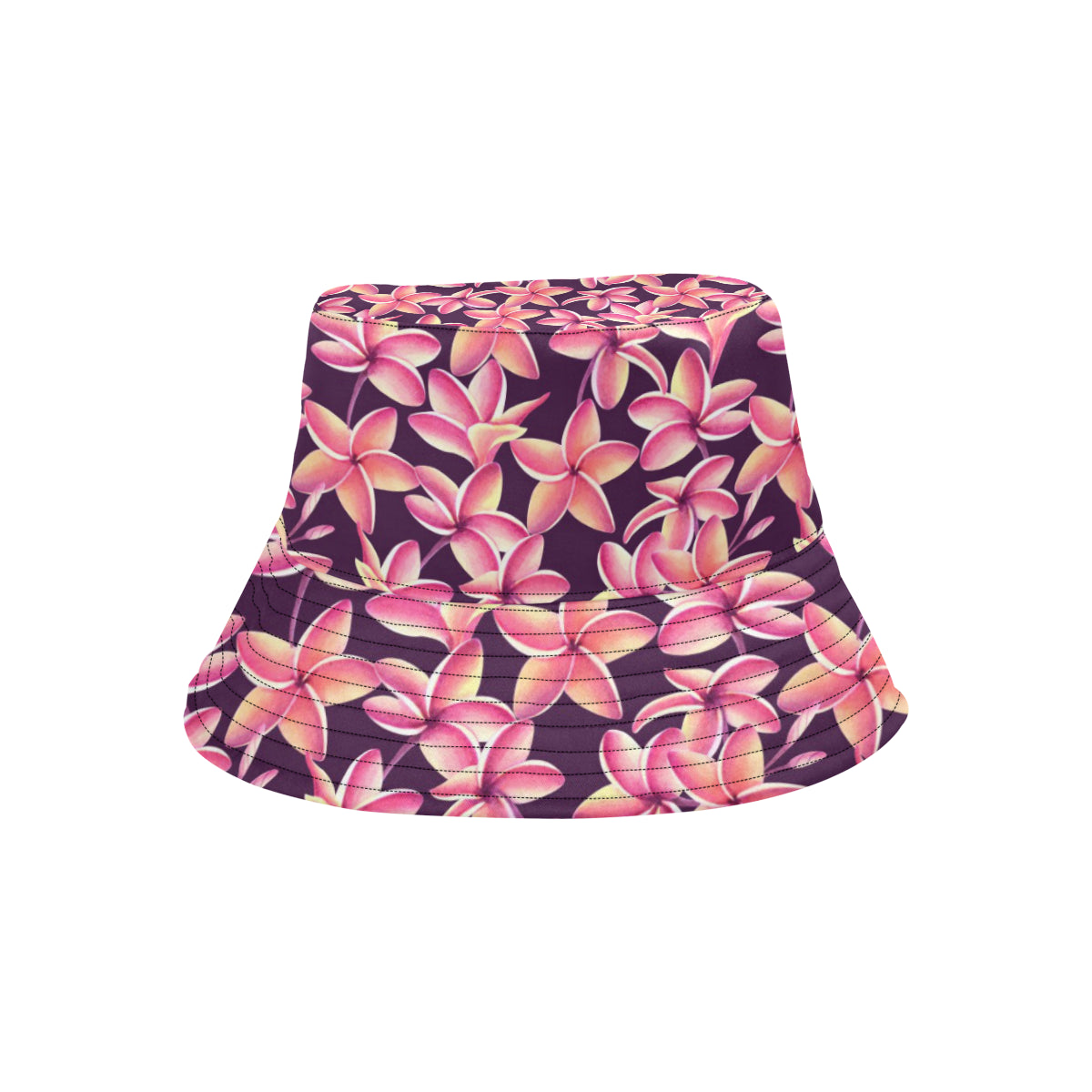 Purple Plumeria Pattern Print Design PM010 Unisex Bucket Hat