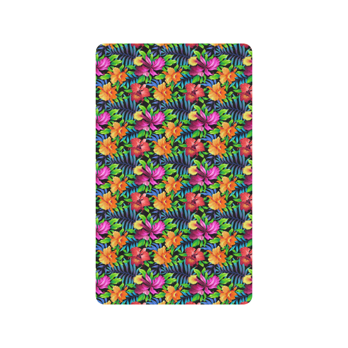 Tropical Folower Colorful Print Rubber Doormat