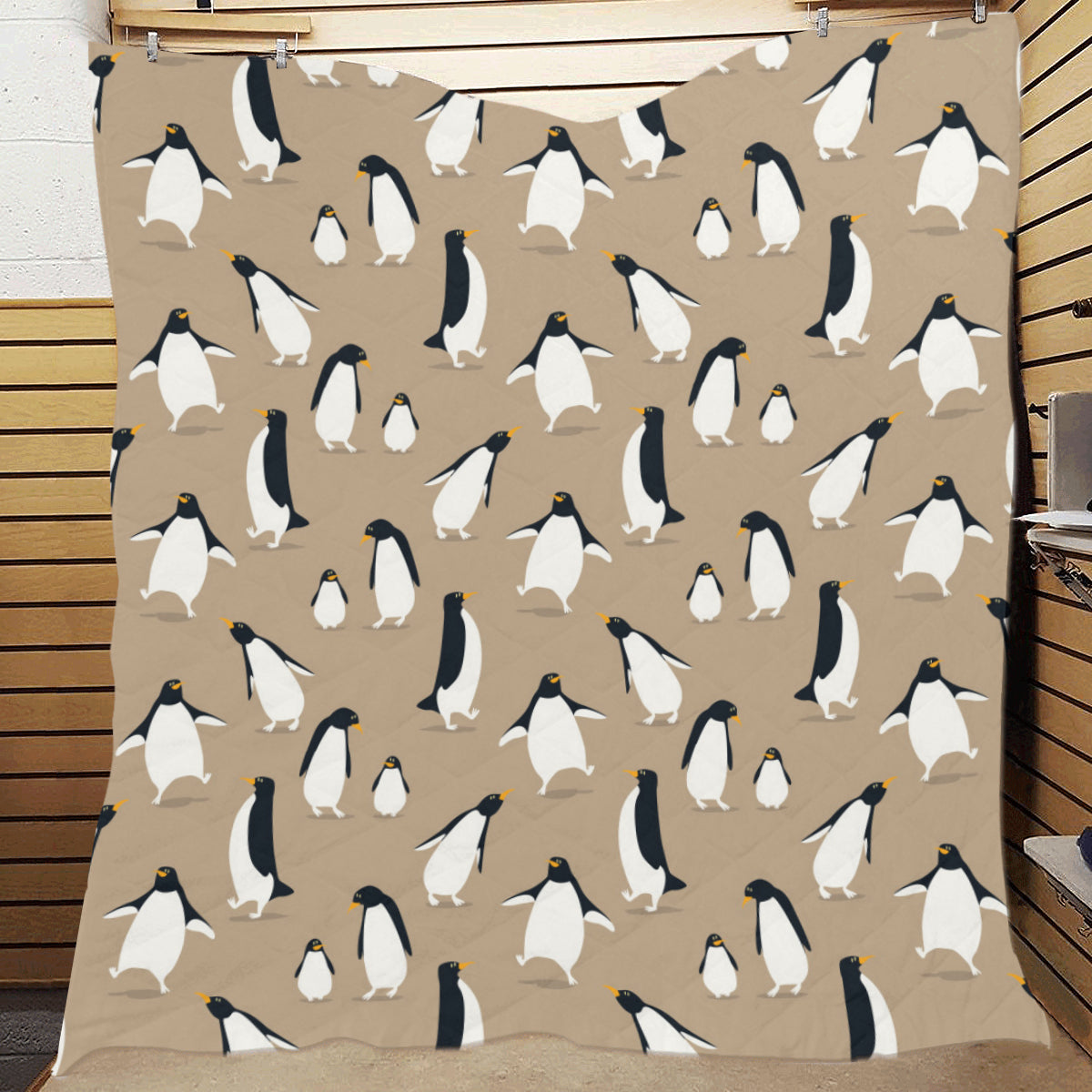 Penguin Pattern Print Design A01 Premium Quilt