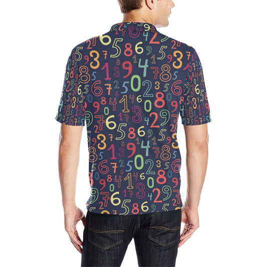 Number Pattern Print Design A01 Men Polo Shirt