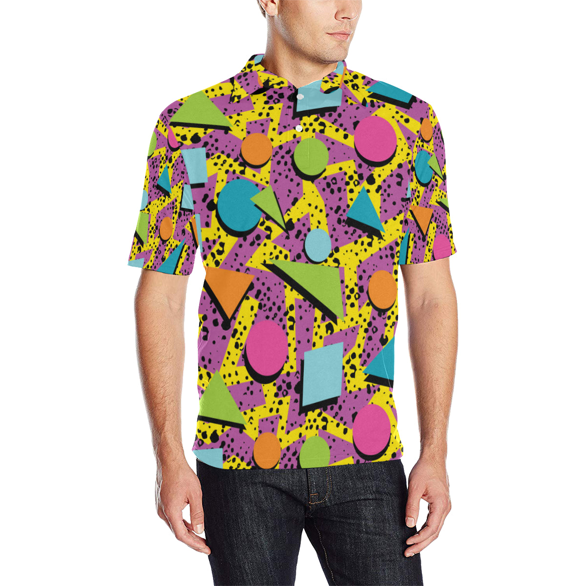 80s Pattern Print Design 1 Men Polo Shirt