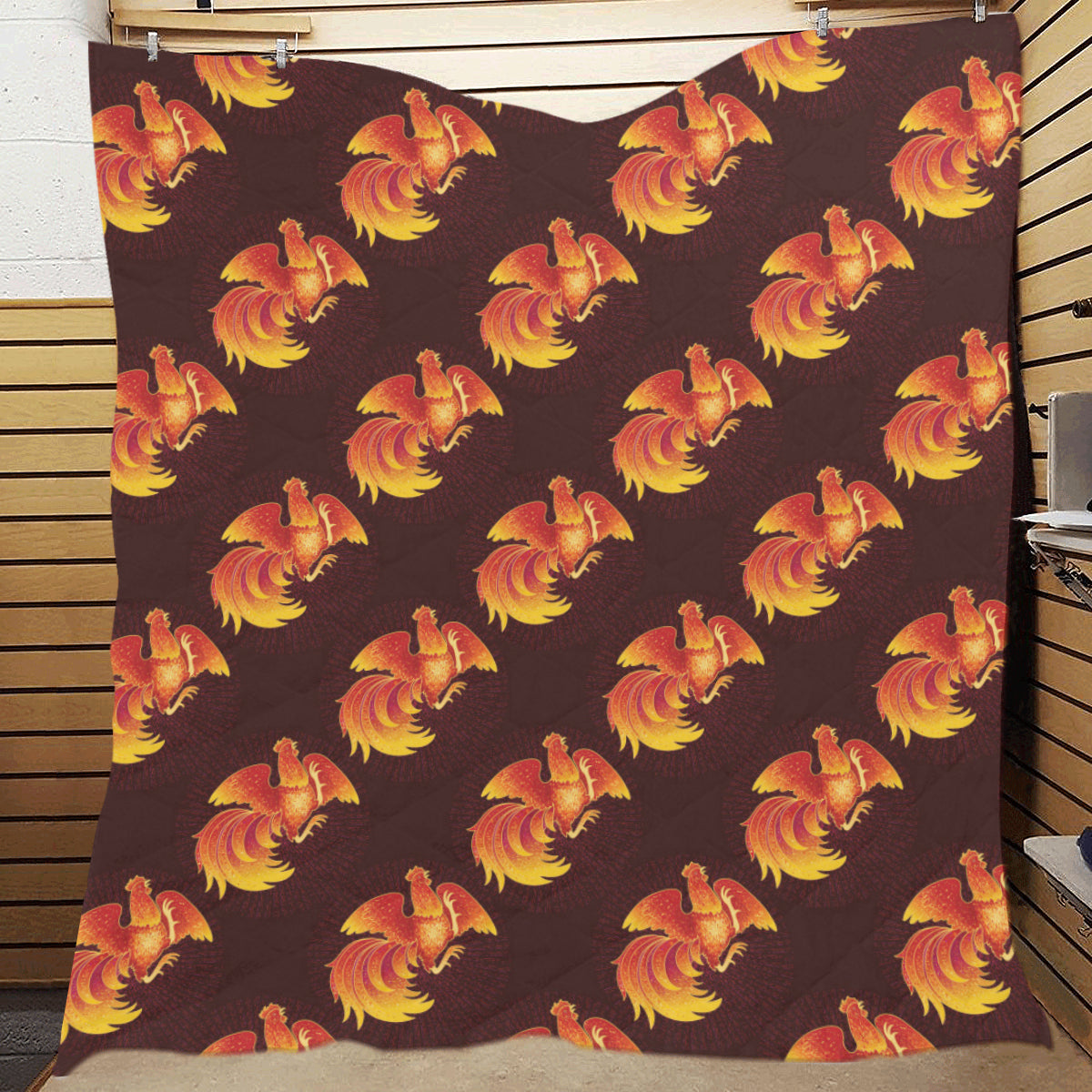 Rooster Pattern Print Design A04 Premium Quilt
