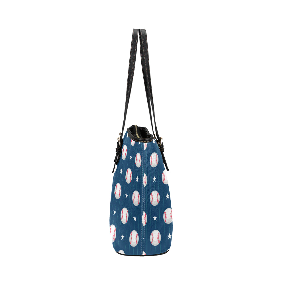 Baseball Star Print Pattern Leather Tote Bag