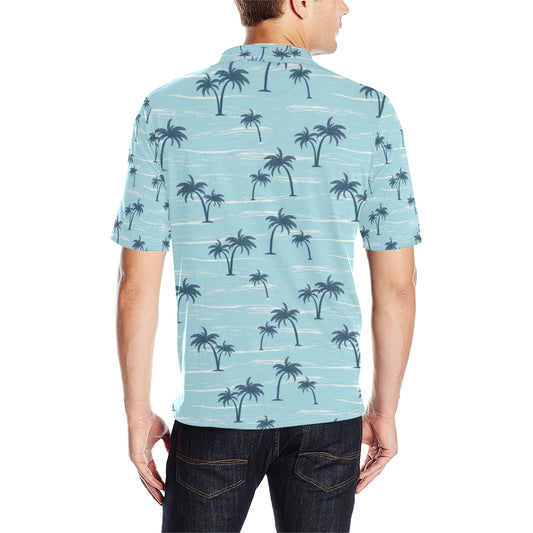Palm Tree Pattern Print Design PT04 Men Polo Shirt