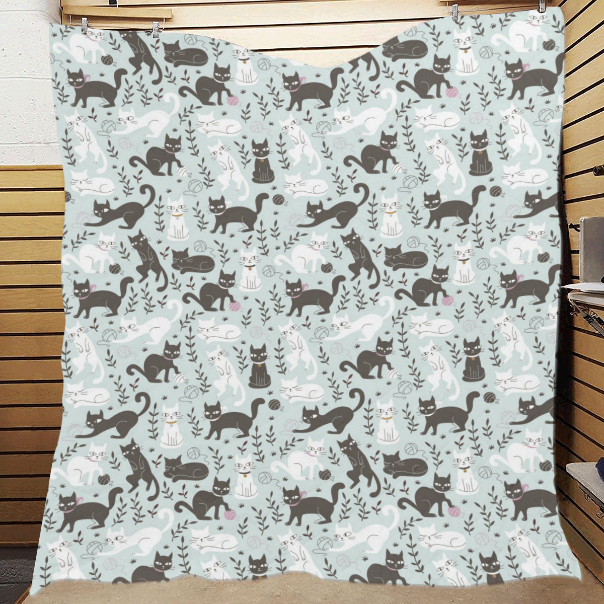 Cat Pattern Print Design 08 Premium Quilt