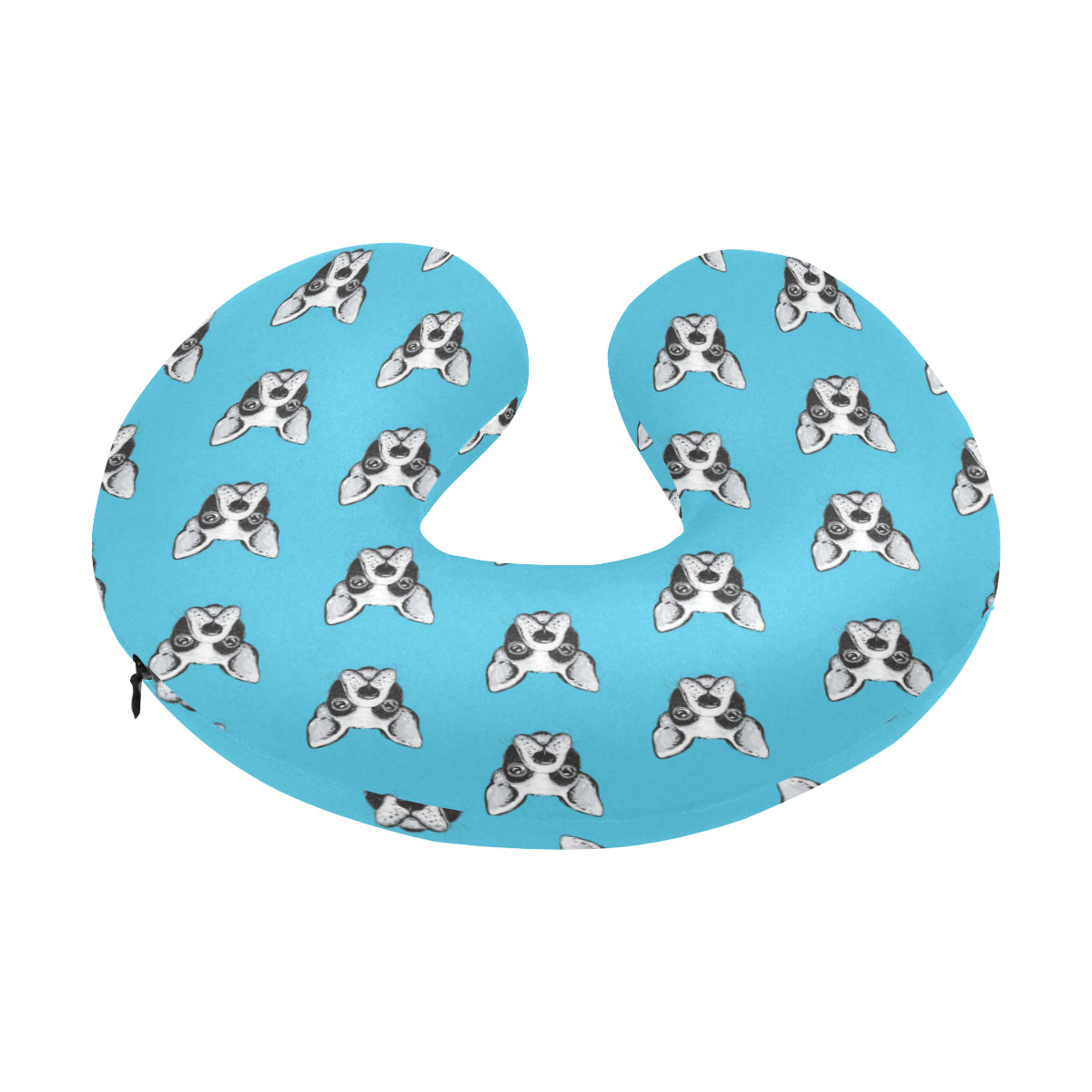 Boston Terrier Pattern Print Design 01 U-Shaped Travel Neck Pillow