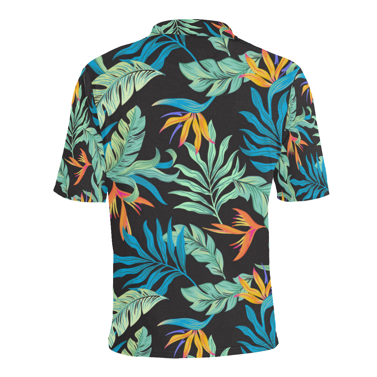 Tropical Palm Leaves Hawaiian Flower Men Polo Shirt