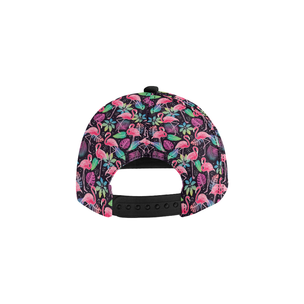 Flamingo Tropical leaves Neon Print Snapback Cap
