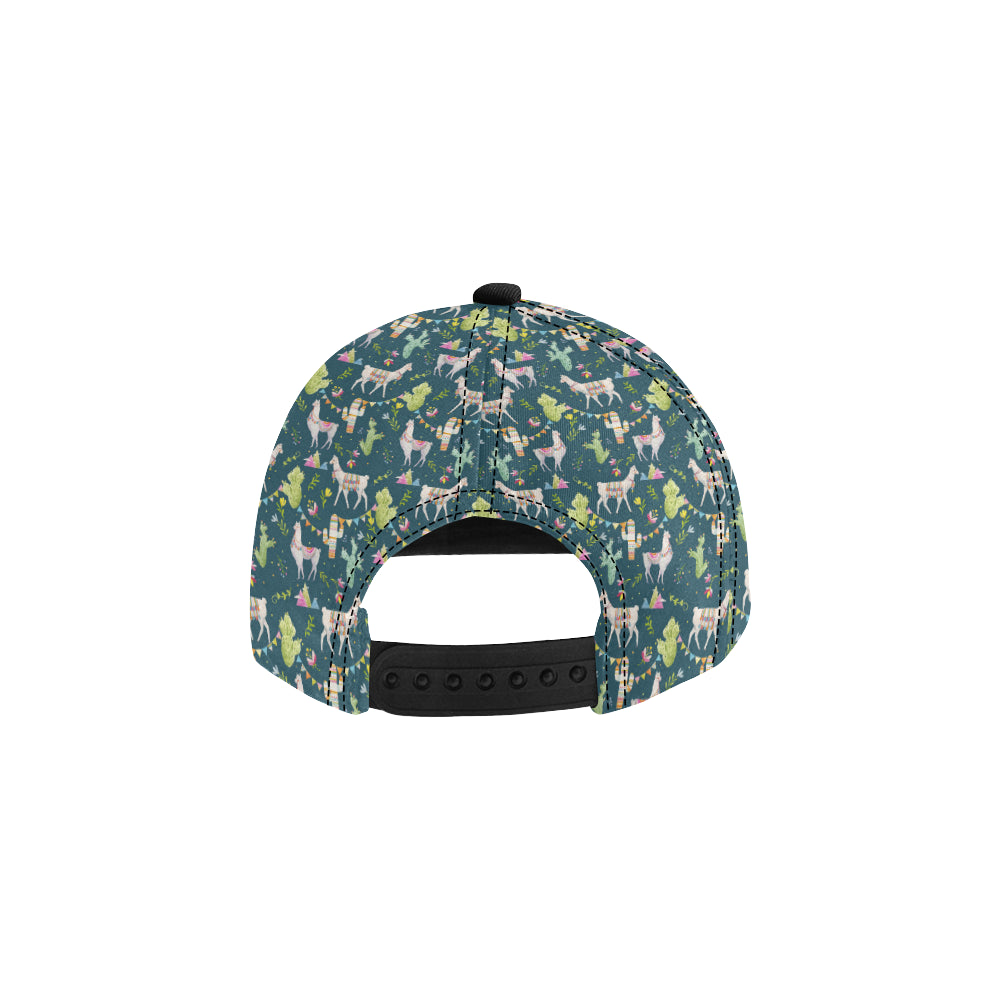 Llama with Cactus Design Print Snapback Cap
