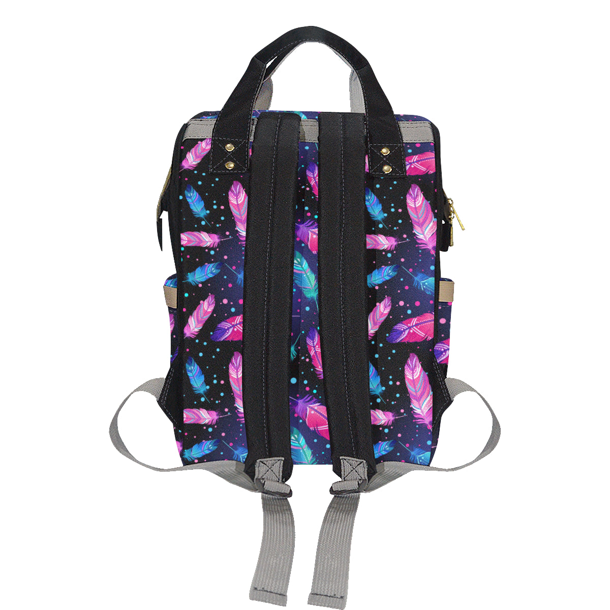 Feather Colorful Boho Design Print Diaper Bag Backpack