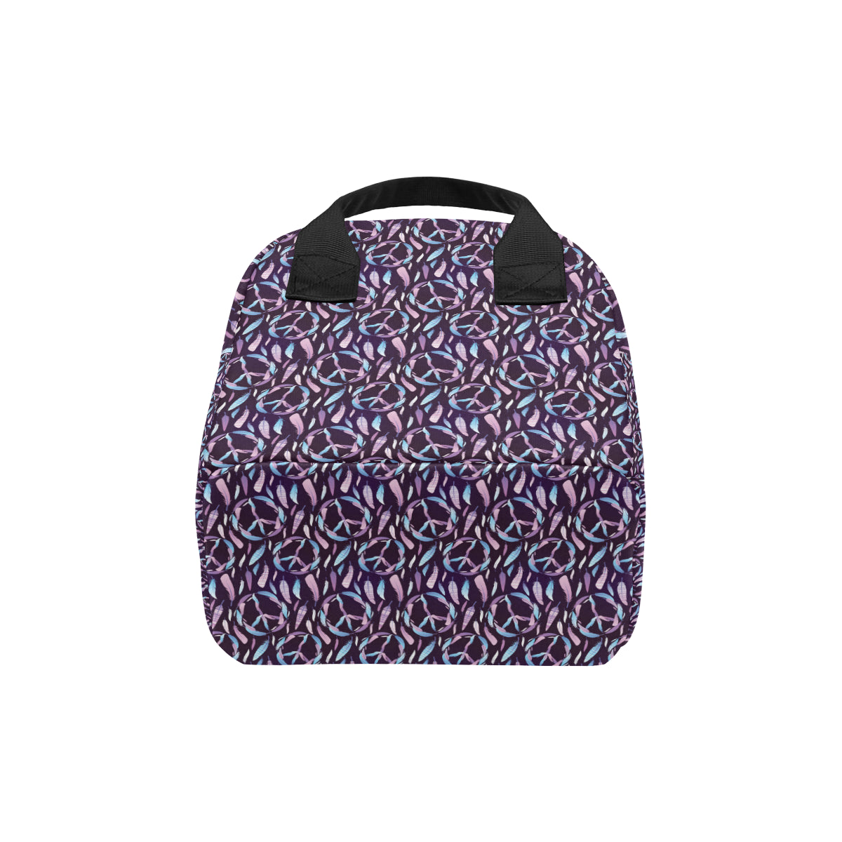 Peace Sign Feather Design Print Insulated Lunch Bag