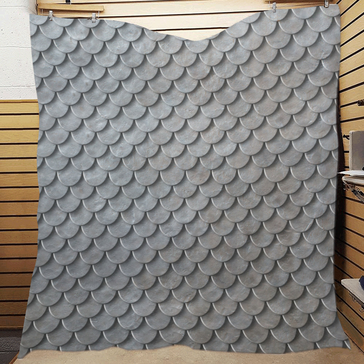 Armor Scales Pattern Print Design 03 Premium Quilt