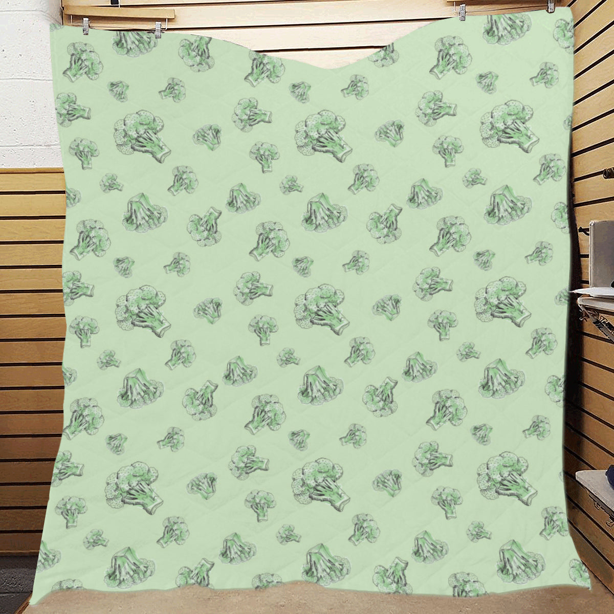 Broccoli Pattern Print Design 05 Premium Quilt