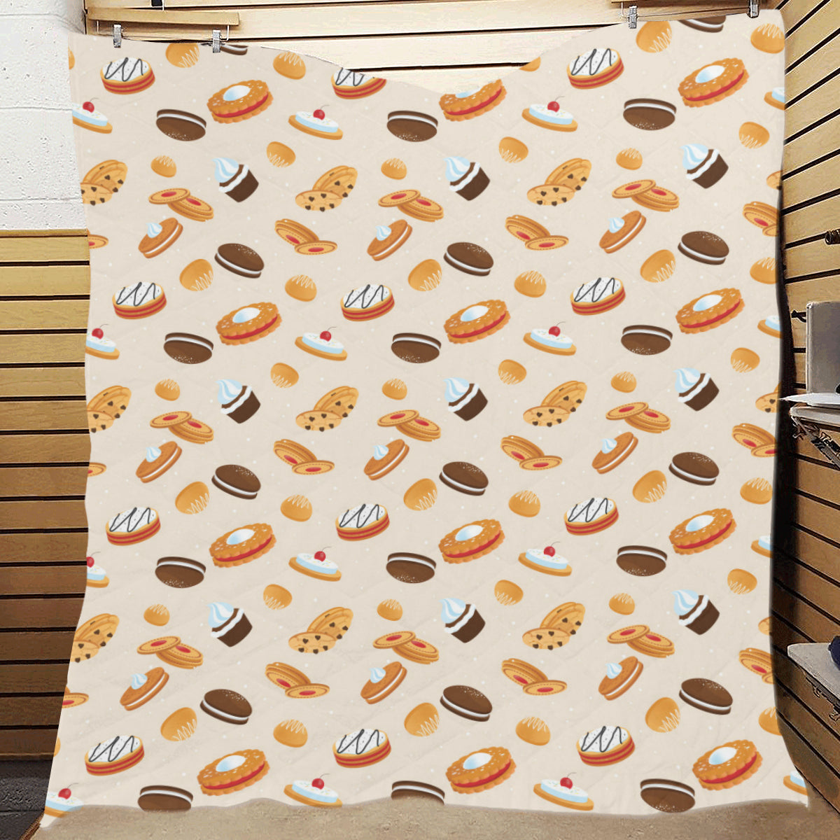 Biscuit Pattern Print Design 01 Premium Quilt