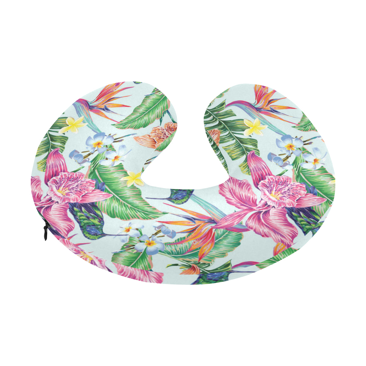 Hummingbird Tropical Pattern Print Design 05 U-Shaped Travel Neck Pillow
