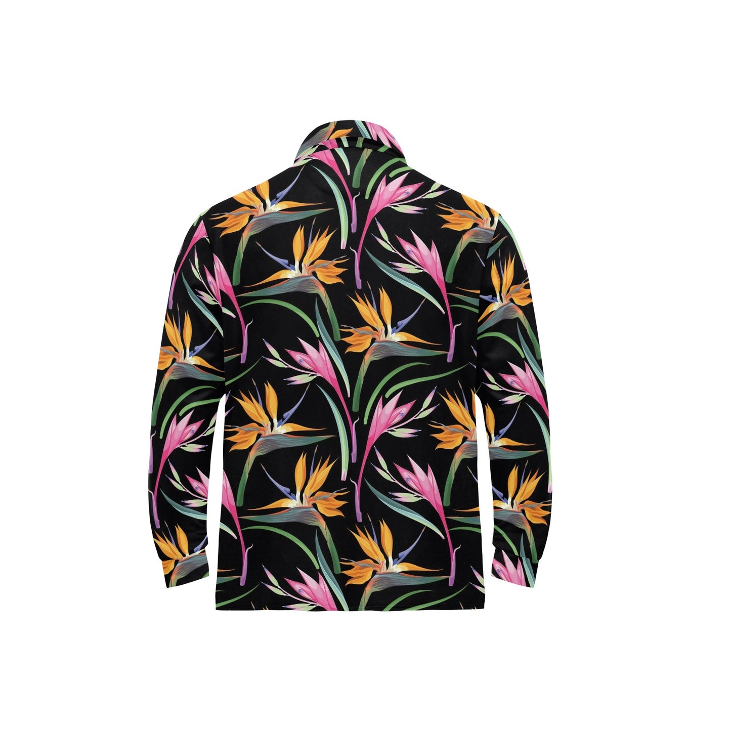 Tropical Flower Pattern Print Design TF017 Long Sleeve Polo Shirt For Men's