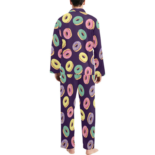 Donut Pattern Print Design DN08 Men's Long Pajama Set