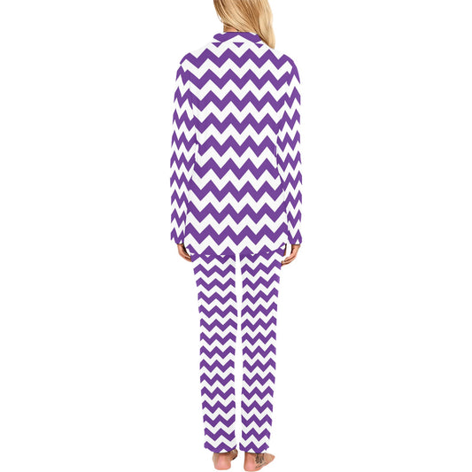 Chevron Purple Pattern Print Design 03 Women's Long Pajama Set