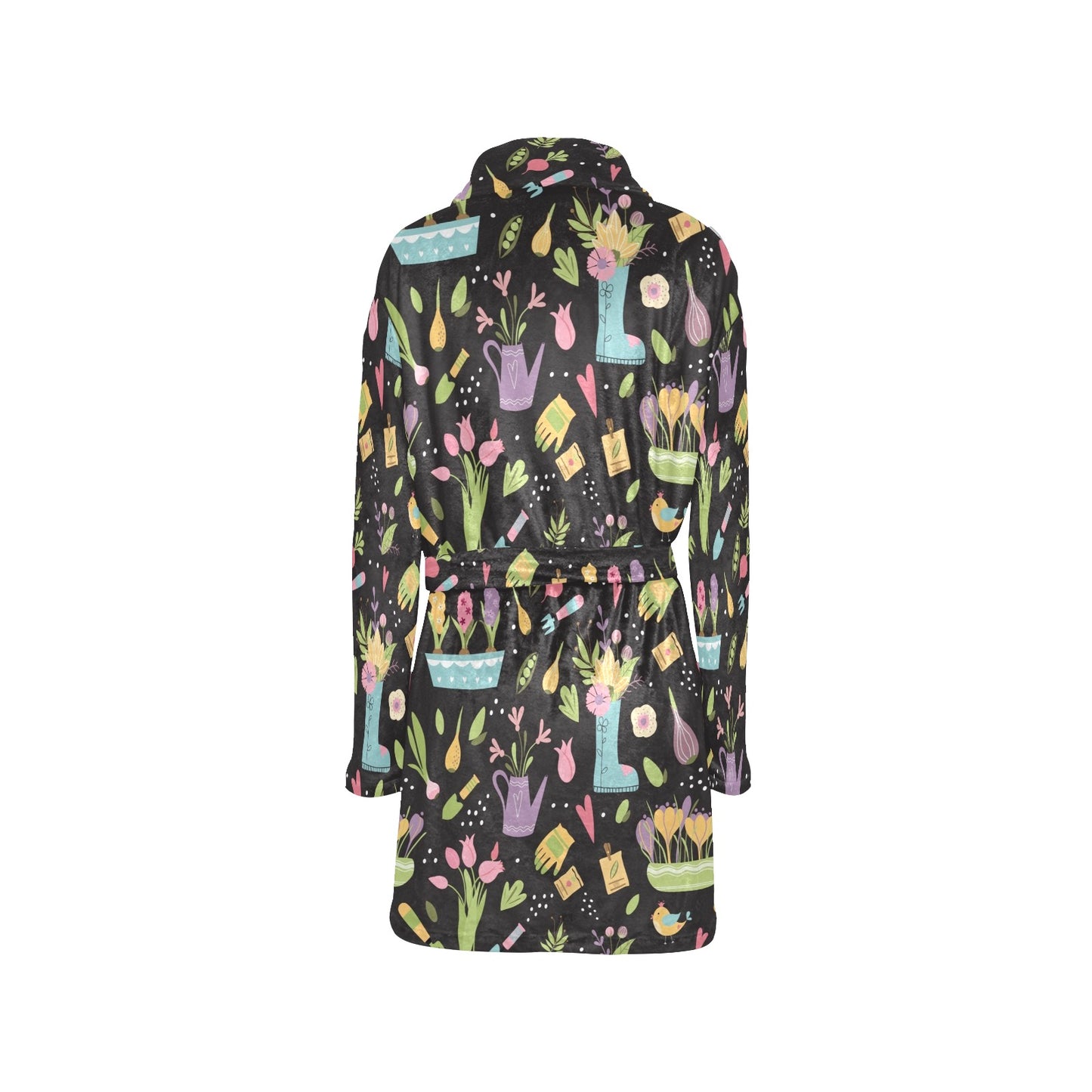 Gardening Pattern Print Design G03 Women's Fleece Robe