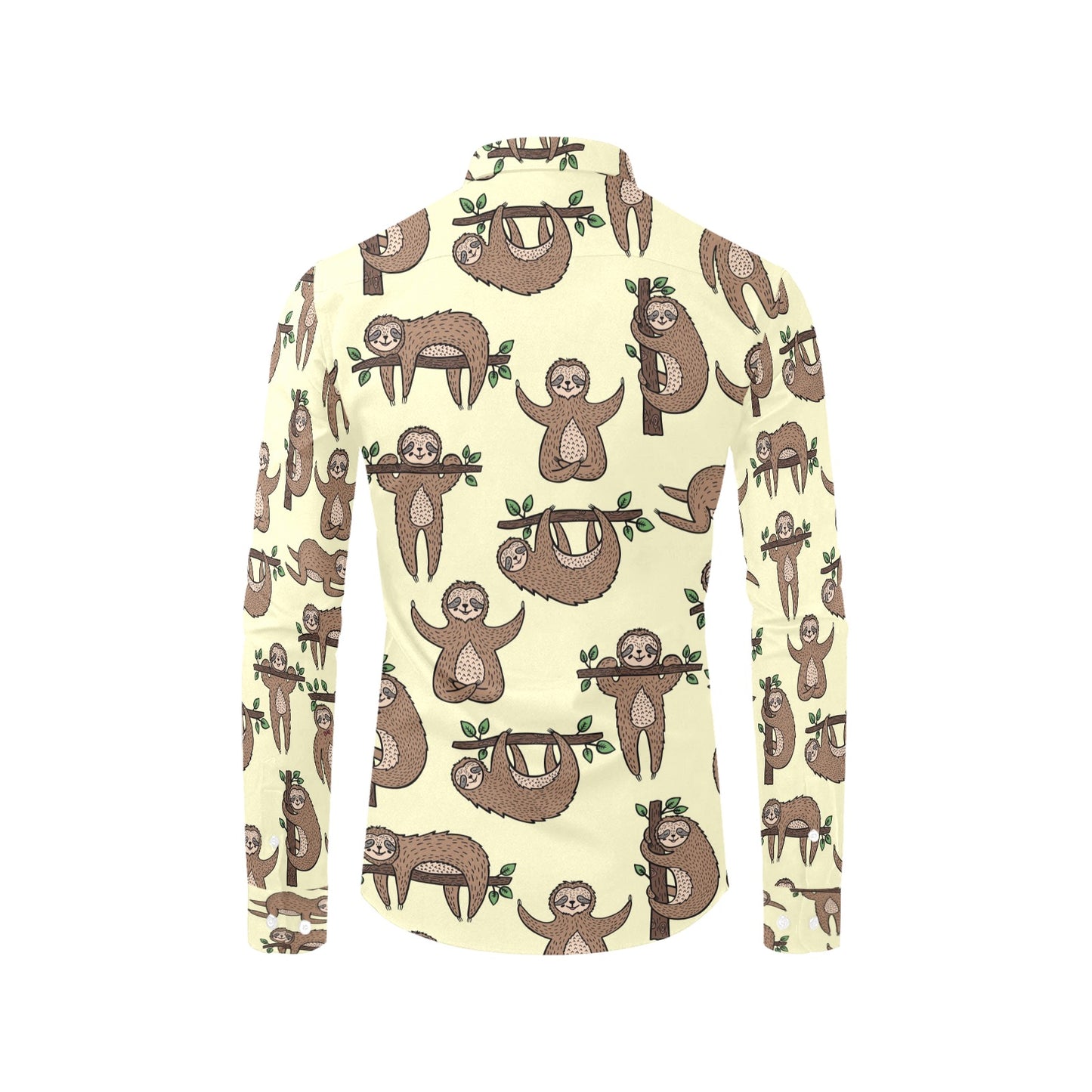 Sloth Print Design LKS3010 Men's Long Sleeve Dress Shirt