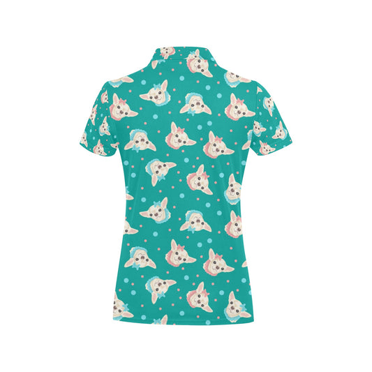 Chihuahua Polka Dot Pattern Women's Polo Shirt