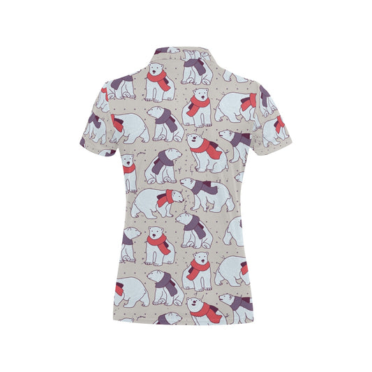 Polar Bear Pattern Print Design PB04 Women's Polo Shirt