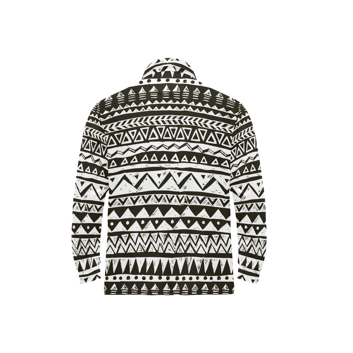 Hand draw Tribal Aztec Long Sleeve Polo Shirt For Men's